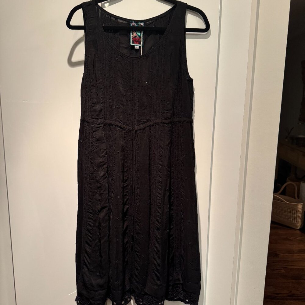 Johnny Was Beautiful Black Embroidered Dress with drawstring